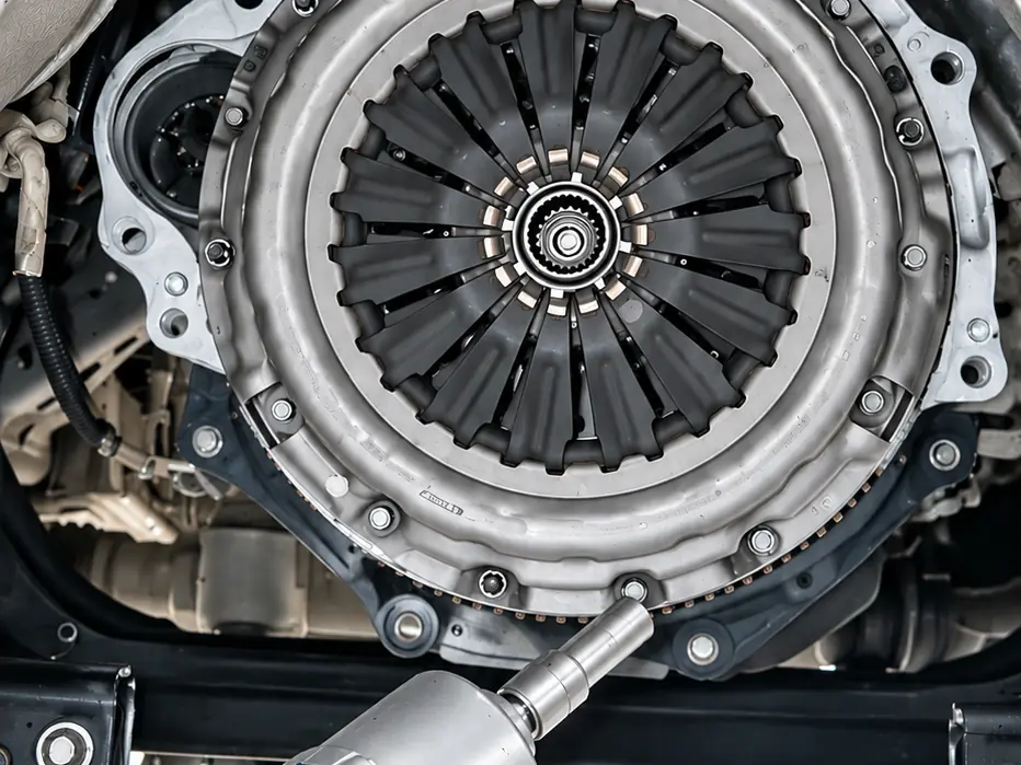 Clutch pressure plate being fitted with an impact wrench