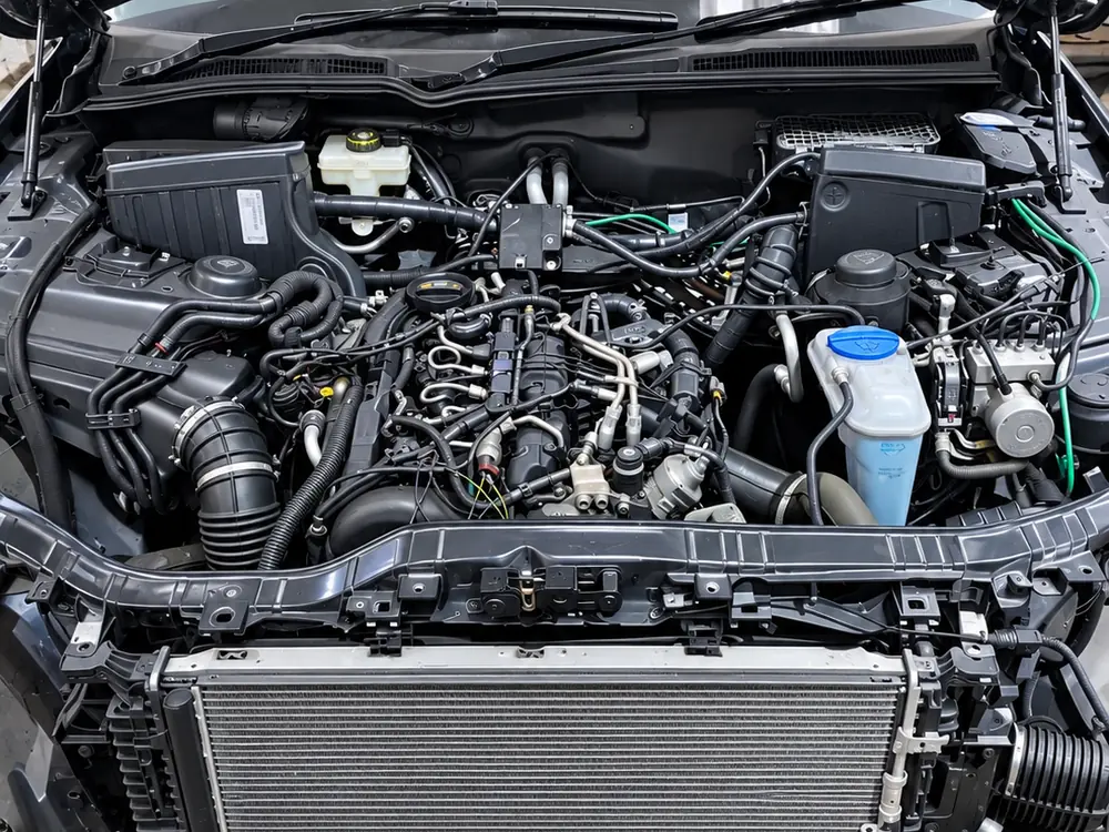 Open engine bay during engine work