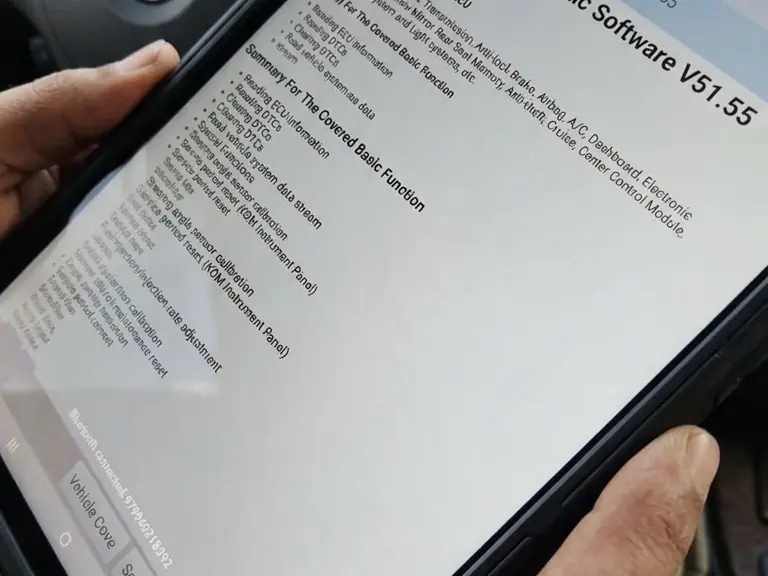 Diagnostic software running on a tablet